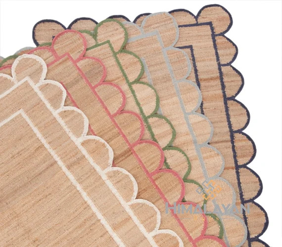 Jute Wool Premium Handwoven (Not Braided) Scalloped Rug, Bohemian Rug, Natural Jute Rug, Boho Dec... | Etsy (US)