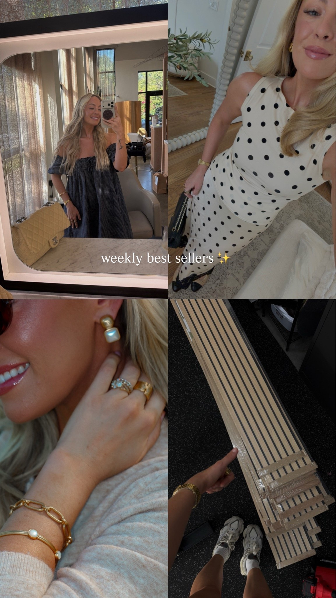Weekly best sellers ✨

Julie Voss, fall collection, earrings, gold jewelry, wall panels, home gym transformation, cider dress, reformation set

#LTKSeasonal #LTKdayinmylife #LTKgrwm