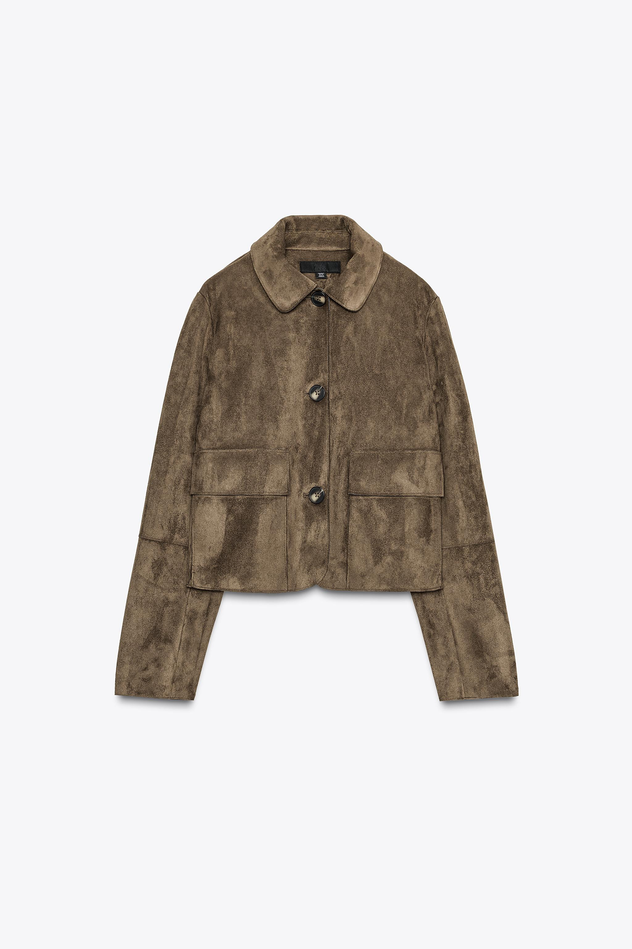 FAUX SUEDE CROPPED JACKET | Zara UK