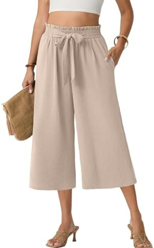 Lepunuo Capri Pants for Women Wide Leg Summer Capris Pant Palazzo Loose Fit Casual Trousers with ... | Amazon (US)
