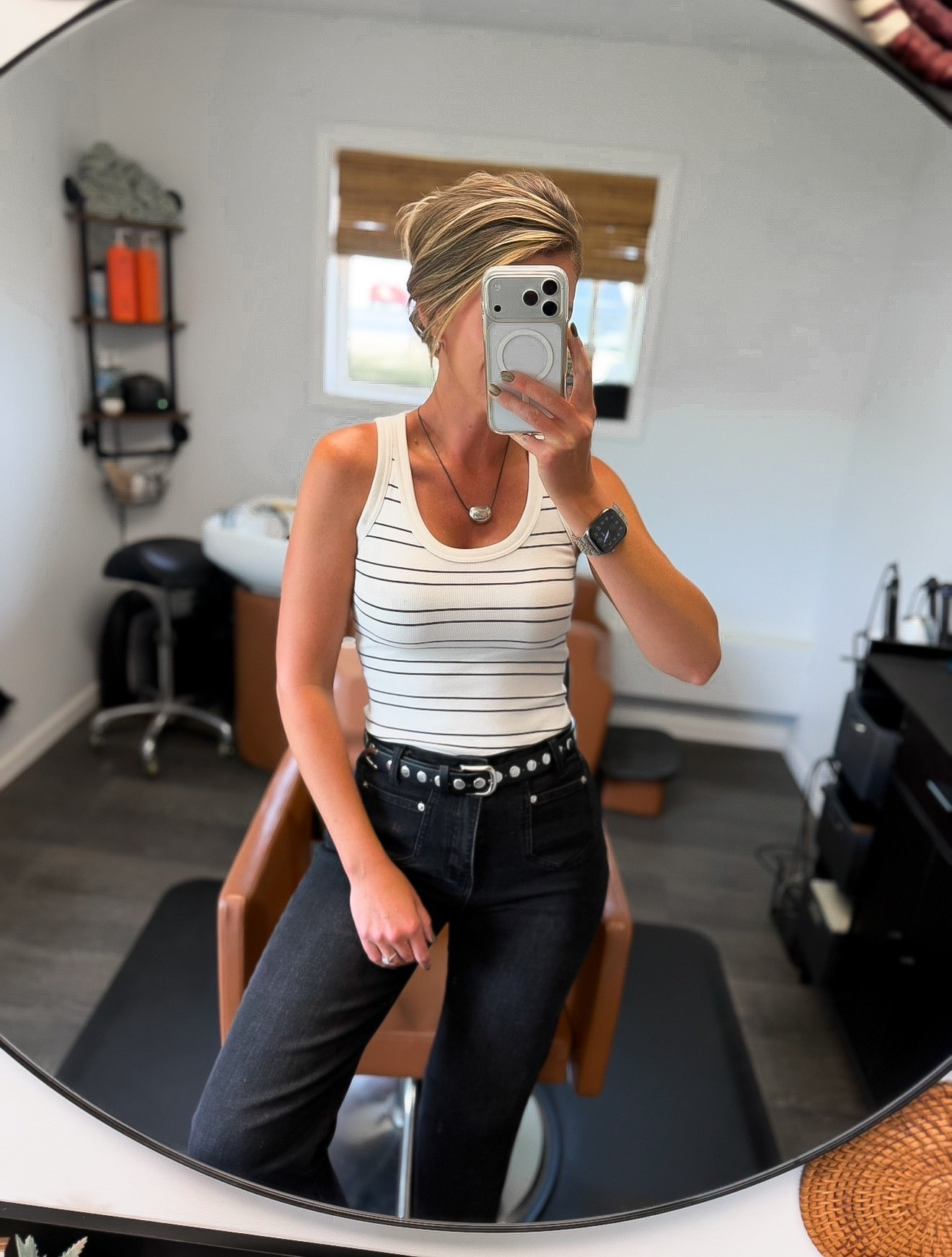 The best basic tanks. Soft and GREAT stretch. 
Tank/ XS (sized down for fitted look)
Jeans/6

#LTKSeasonal #LTKOver40 #LTKootd