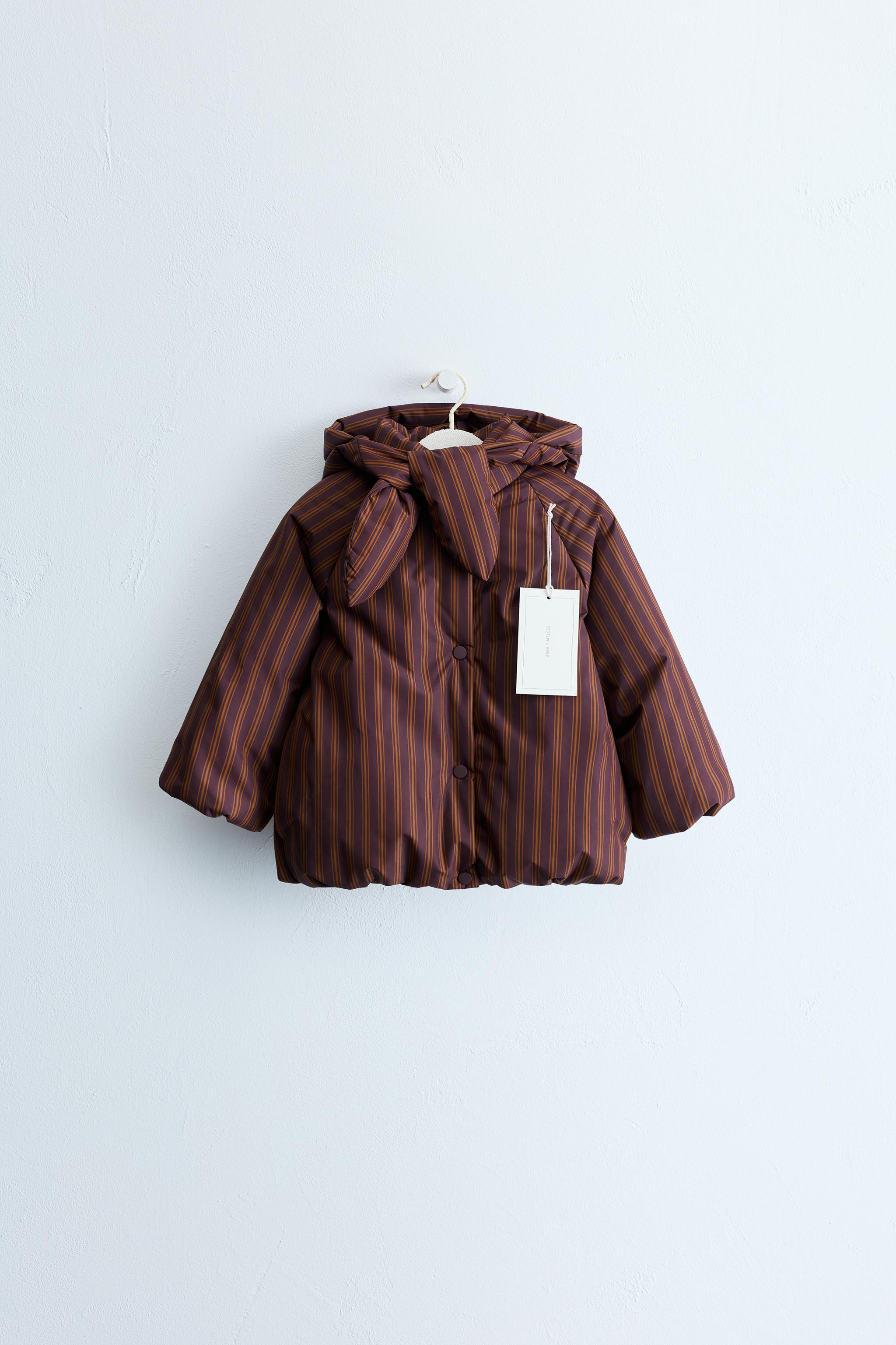 ZARA TIMELESS - STRIPED COAT WITH DETACHABLE HOODIE | Zara US