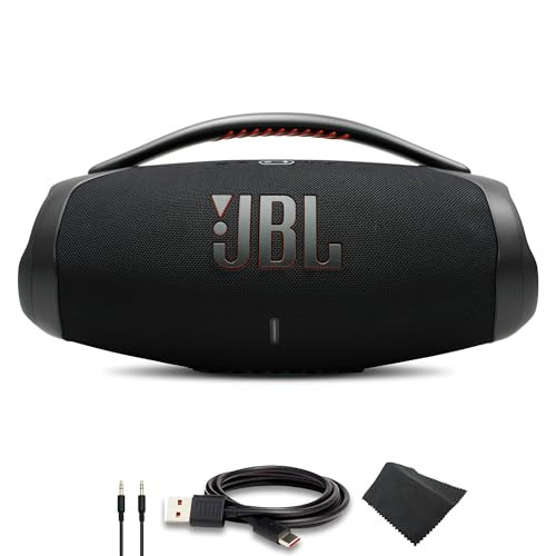 JBL Boombox 3 - Portable Bluetooth Speaker, IPX7 Waterproof, 24 Hours of Playtime (Black) (JBLBOOMBOX3BLKAM) + AUX Cable + USB-C Cable + Microfiber Cloth | Amazon (US)