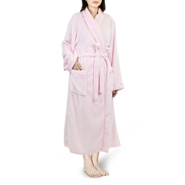 Premium Women Fleece Robe with Satin Trim | Luxurious Super Soft Plush Bathrobe | Walmart (US)