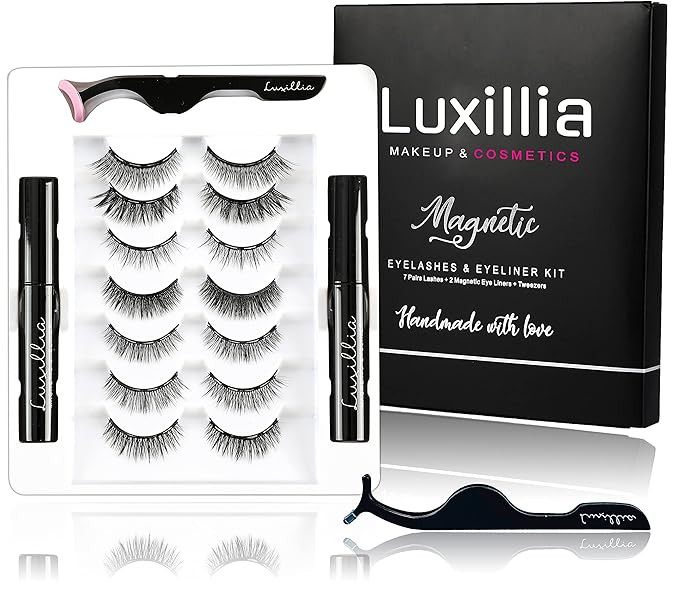 Luxillia Magnetic Eyelashes with Eyeliner 10-Piece Set, Most Natural Looking Magnetic Lashes Kit ... | Amazon (US)