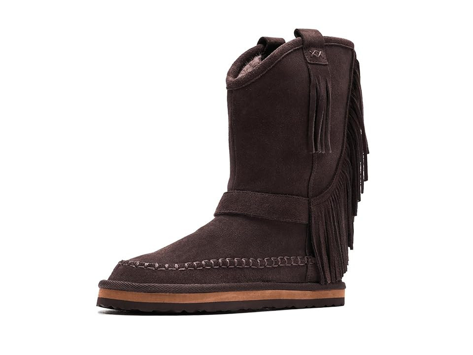 Free People Faye Fringe Pull-On Boots Women's Boots Chocolate Suede : EU 40 (US Women's 10) M | Zappos
