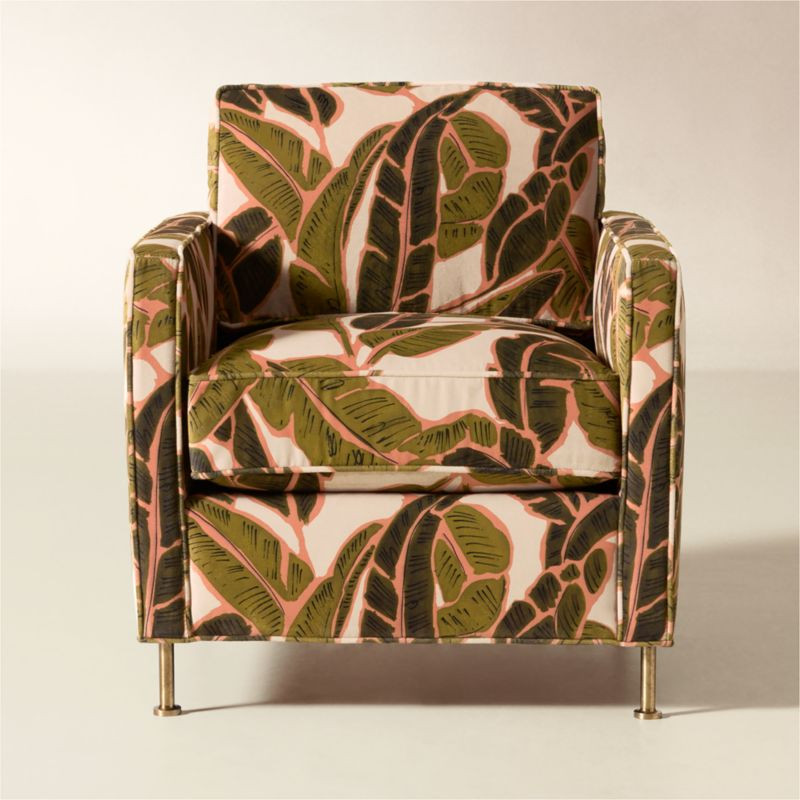 Brett Palm Print Velvet Accent Chair + Reviews | CB2 | CB2