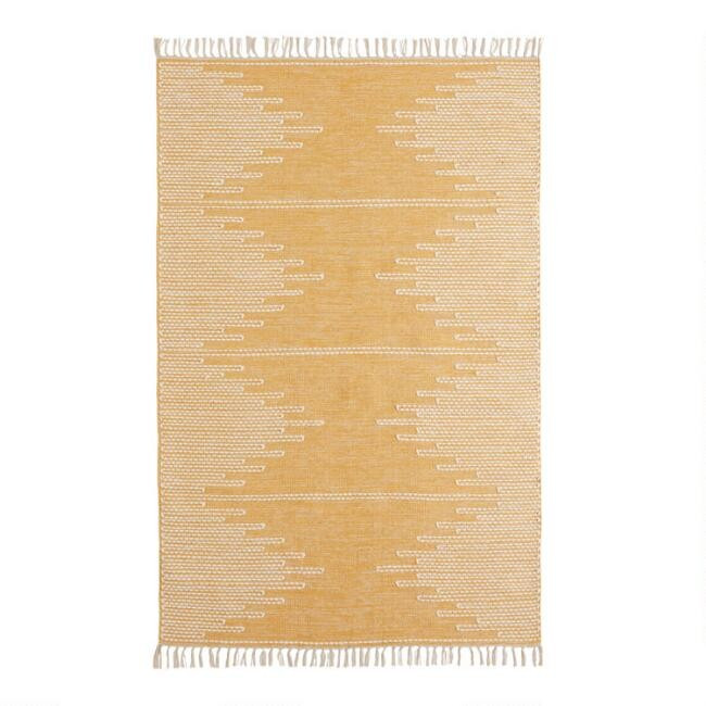 Golden Yellow and White Zigzag Merritt Area Rug | World Market