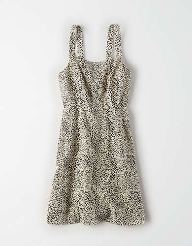 AE Leopard Print Square Neck Dress | American Eagle Outfitters (US & CA)