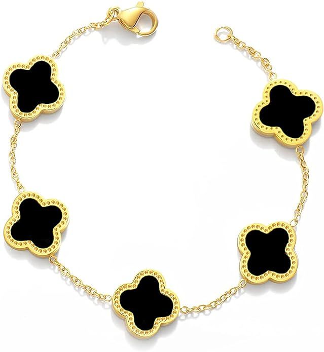 ChezMax Clover Link Bracelets Four Leaf Clover Bracelets For Girls Pulsera De Trébol De Cuatro Hojas | Amazon (US)