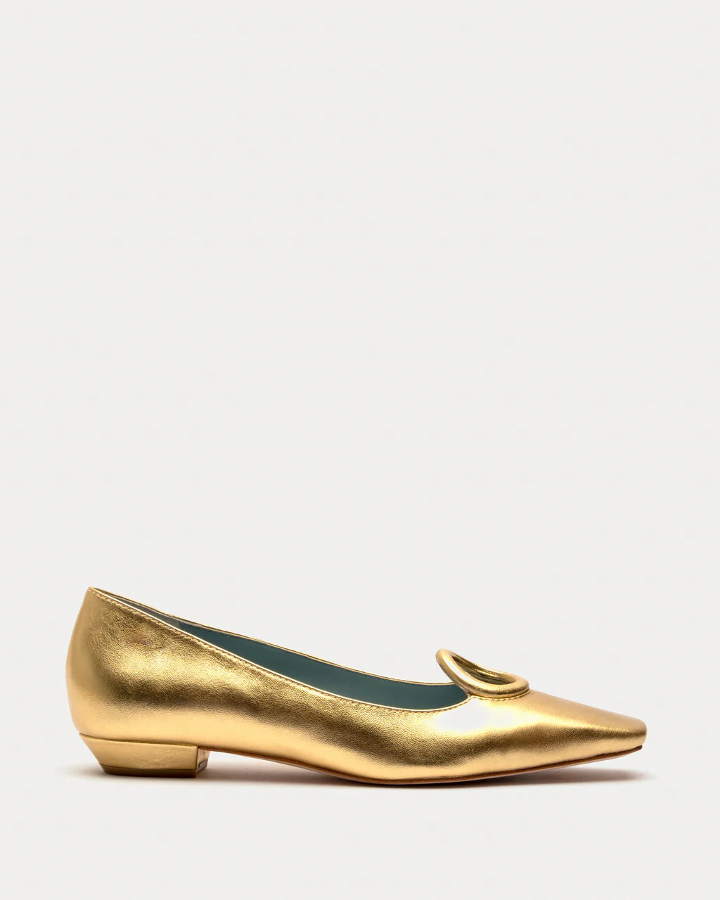 Regan Flat Metallic Leather Platino | Frances Valentine