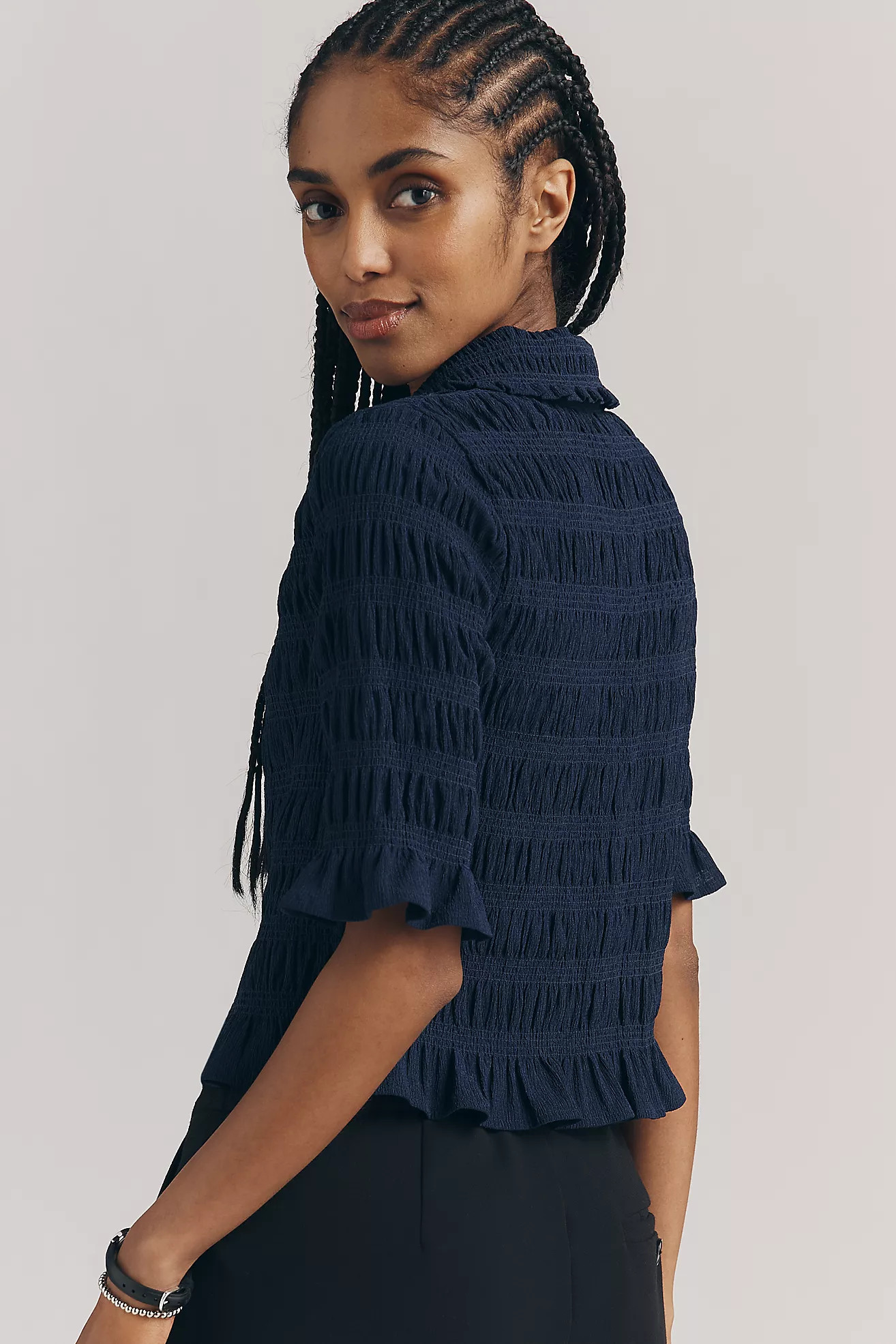 Maeve Smocked Button-Front Top | Anthropologie (US)