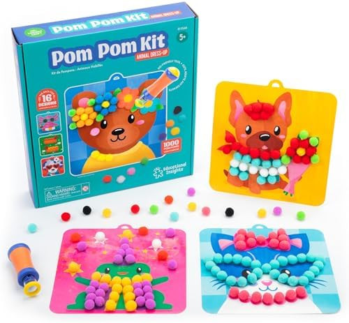Educational Insights Pom Pom Kit: Animal Dress Up - Arts and Crafts for Kids 4-6, DIY Arts & Craf... | Amazon (US)