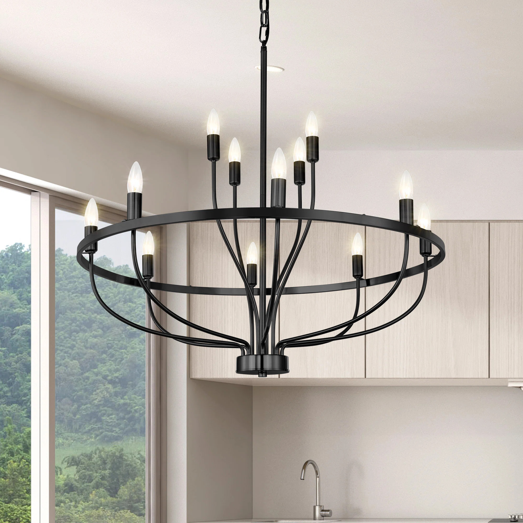 Mercer41 Iveliz 12 - Light Candle Style Wagon Wheel Chandelier & Reviews - Wayfair Canada | Wayfair North America