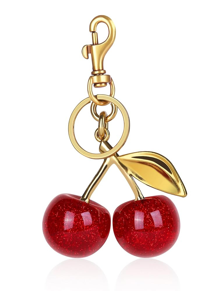 OVRUNS Cherry Bag Charm Cute Cherry Accessories Sparkling Purse Charms for Women | Amazon (US)