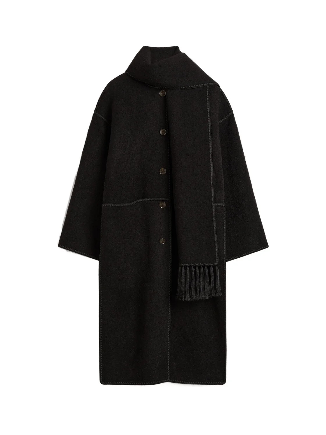 Totême Attached-Scarf Patch-Pocketed Coat | Senser US
