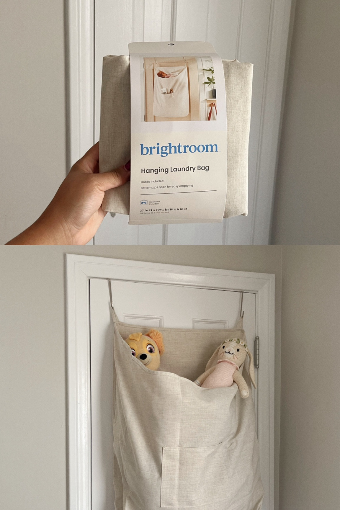 Hamper stuffed animal holder 