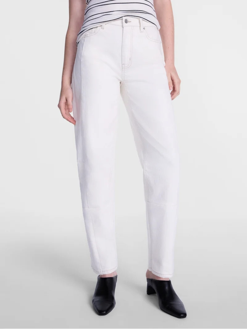 Scenario Women's and Women's Plus High Rise Barrel Jeans, 26", 28" Inseam, Sizes 0-28W | Walmart (US)