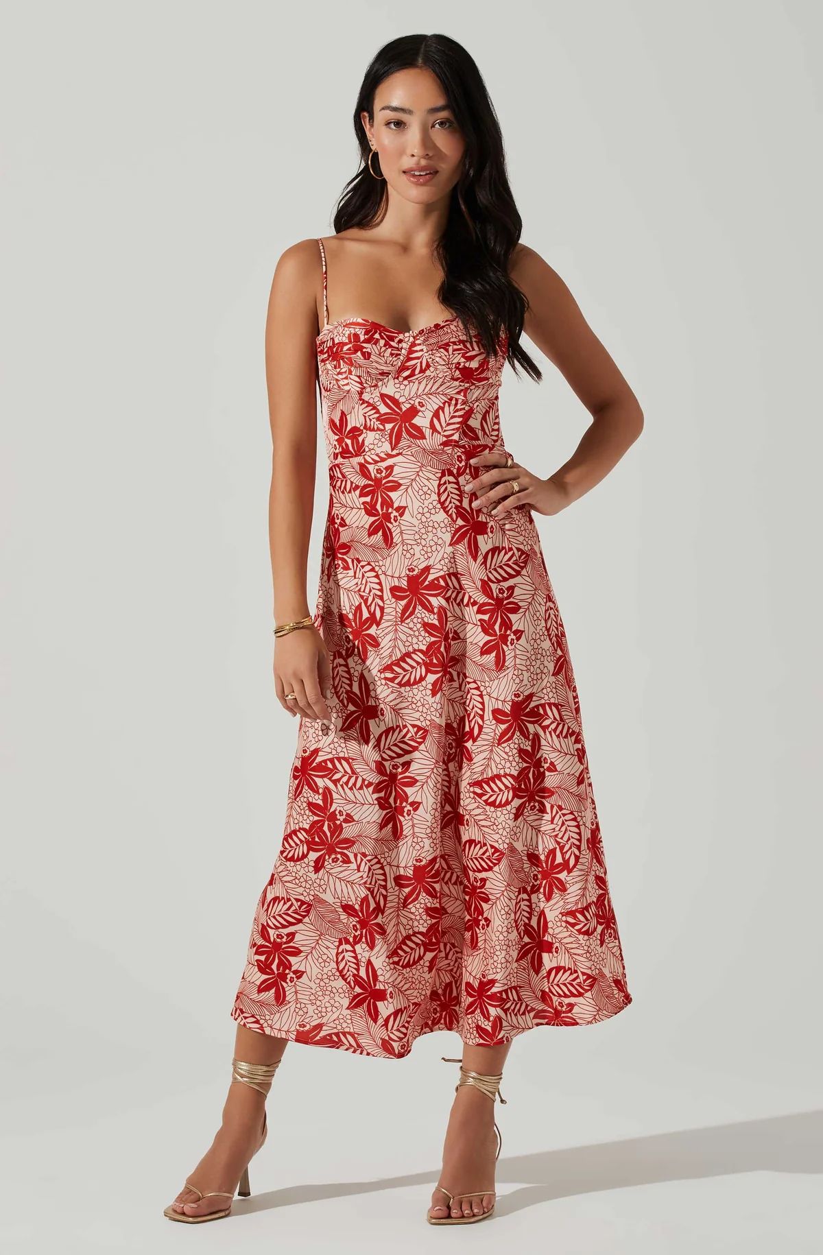 Josiane Floral Sweetheart Midi Dress | ASTR The Label (US)
