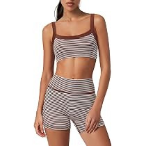 Womens Striped Workout Set Two Piece Yoga Sets Activewear | Amazon (US)