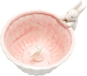 LIDSCURA Easter Rabbit Bowl, White Pink Double Rabbit Bowl, For Serving Salad, Noodles, Soup and ... | Amazon (US)