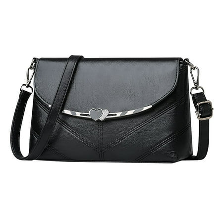 Winnereco Women Leather Messenger Shoulder Bag Pure Color Female Travel Purse (Black) | Walmart (US)