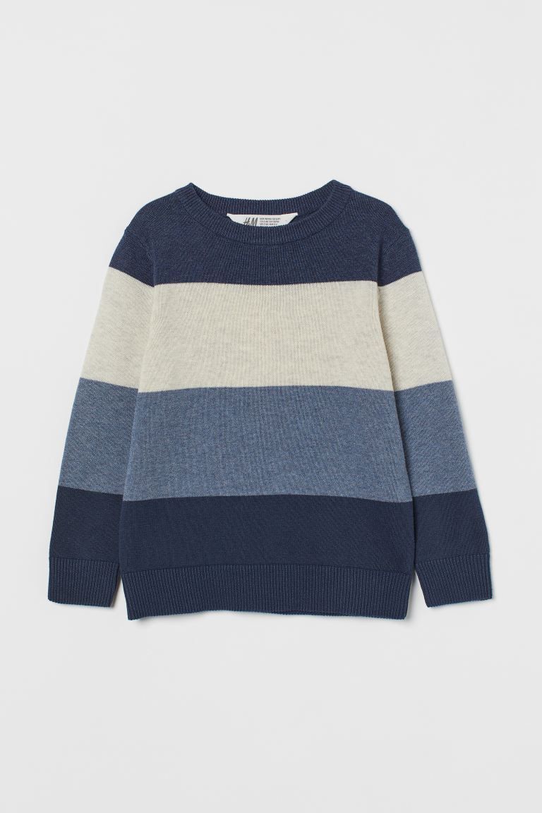 Knit sweater in soft cotton. Crew neck, long sleeves, and ribbing at neckline, cuffs, and hem. | H&M (US + CA)