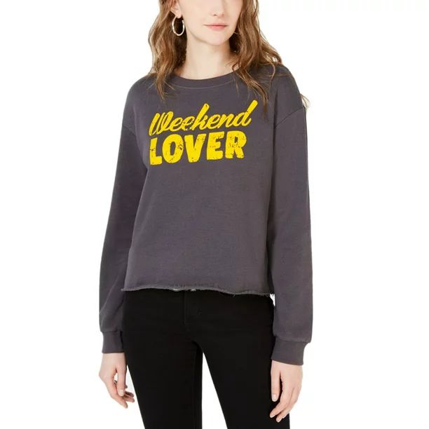Rebellious One Juniors’ Weekend Lover Graphic Sweatshirt - Walmart.com | Walmart (US)
