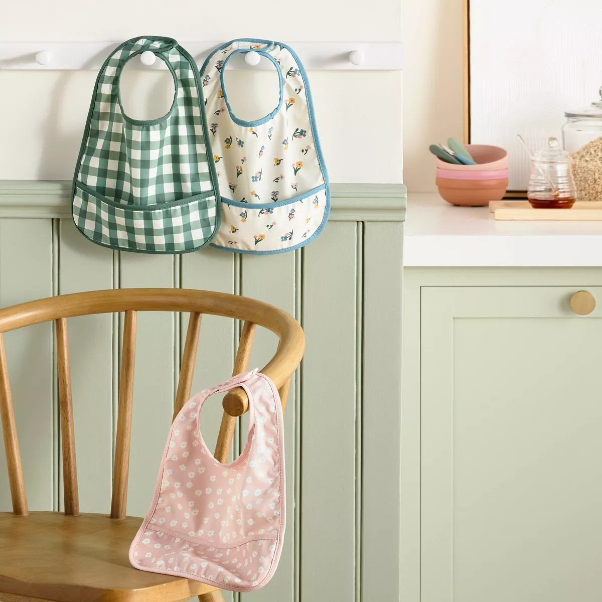 Water Resistant Bibs - 3pk - Floral/Checkerboard - Cloud Island™ | Target