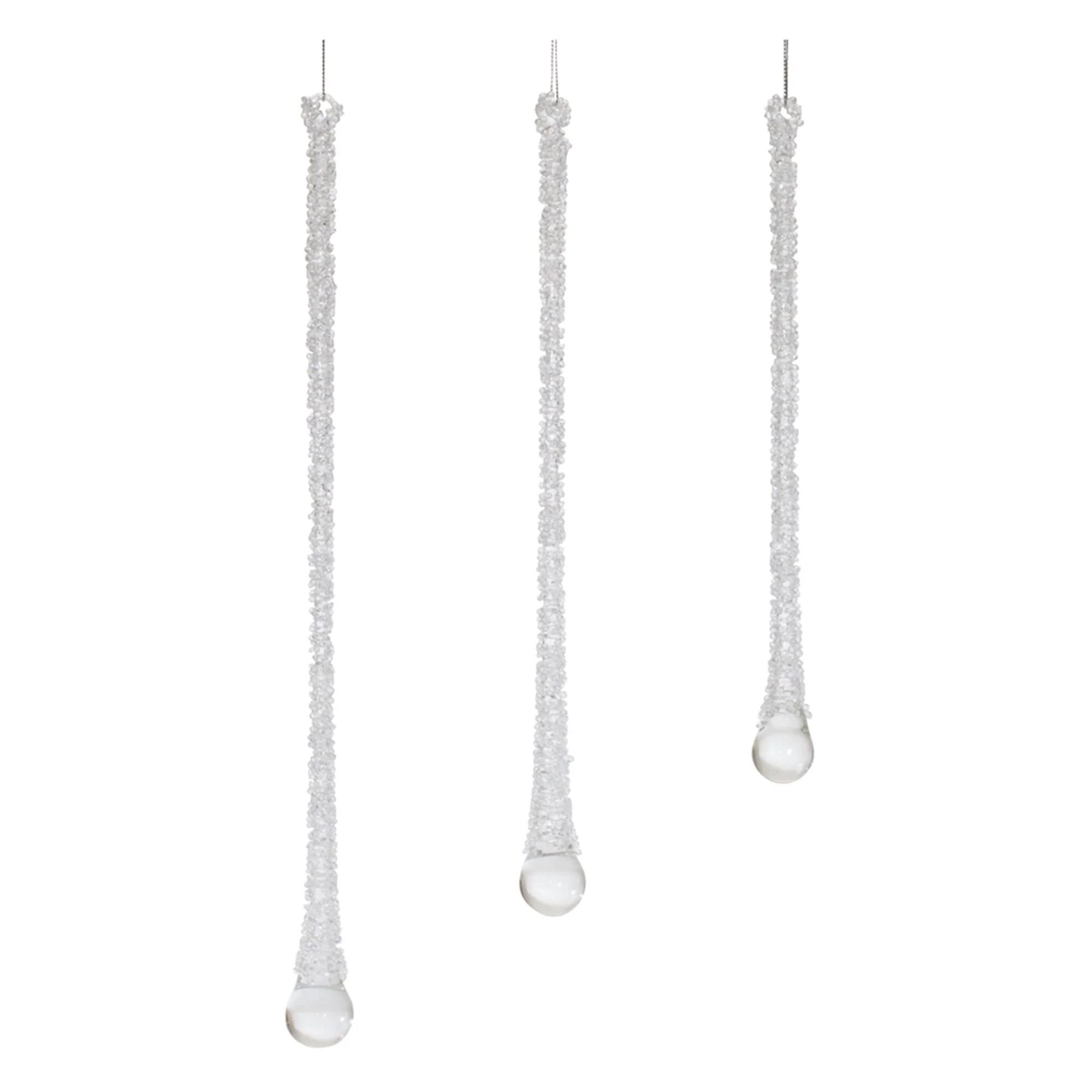 Melrose Christmas Icicle Drop Hanging Ornament, Set of 3, 10" H, 12" H, 13.5" H, Glass, Holiday S... | Walmart (US)