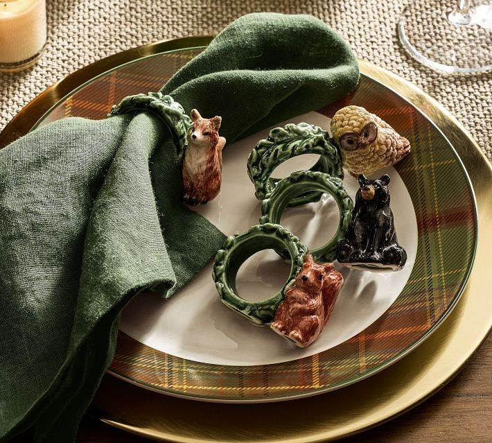 Fantastical Forest Critter Stoneware Napkin Rings - Mixed Set of 4 | Pottery Barn (US)