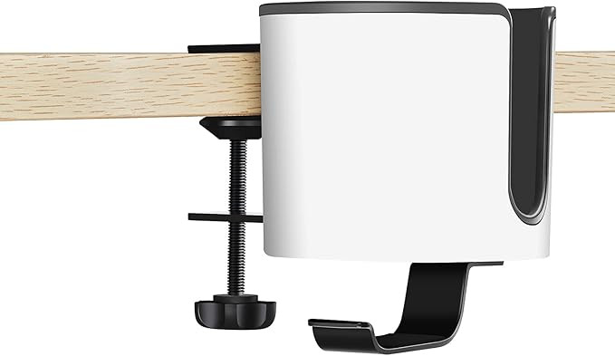 Luxury 2-in-1 Anti-Spill Cup Holder with Under Desk Headphone Hanger (White) | Amazon (US)