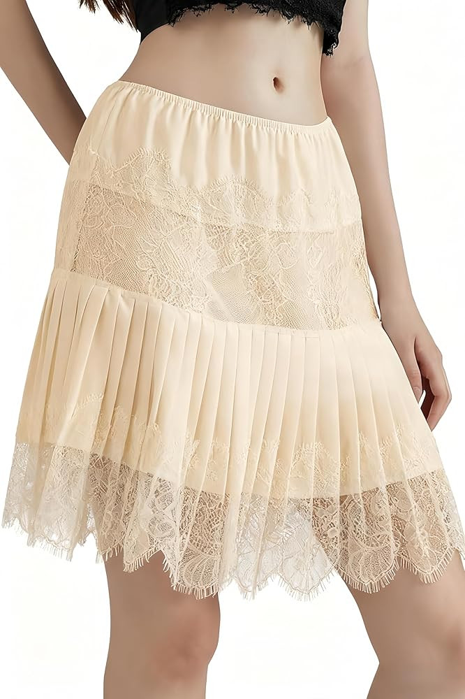 Lace Skirts, Y2K Lace Skirts for Women with Ruffle Floral, Widened Low Waist Layered Slip Skirt S... | Amazon (US)