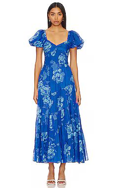 Free People Short Sleeve Sundrenched Maxi Dress In Sapphire Combo from Revolve.com | Revolve Clothing (Global)