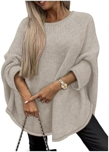GORGLITTER Women's Oversized Sweater Crew Neck Chunky Knit Dolman Long Sleeve Fall Winter Slouchy... | Amazon (US)