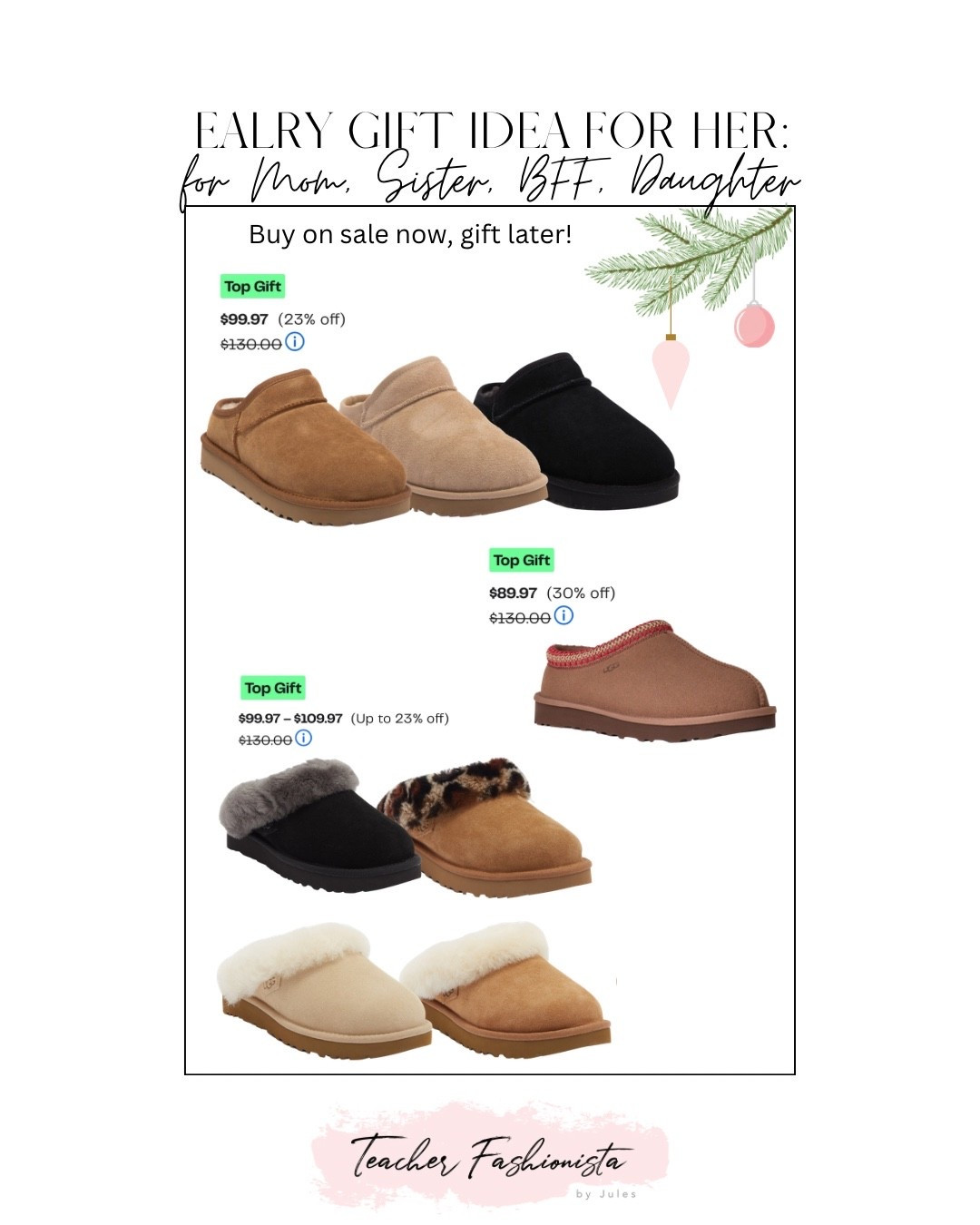 Snag early gifts for the gal in your life with these SALE Uggs— for your sister, BFF, daughter, in law, grandma or mom! Trending styles, hot gifts! Buy now and give them later, get your Christmas shopping down early😍 


Holiday gift idea, ugg slippers, ugg boots, sale alert #nordstromrack