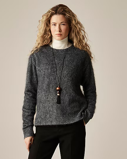 Brushed cashmere marled relaxed crewneck sweater | J. Crew US