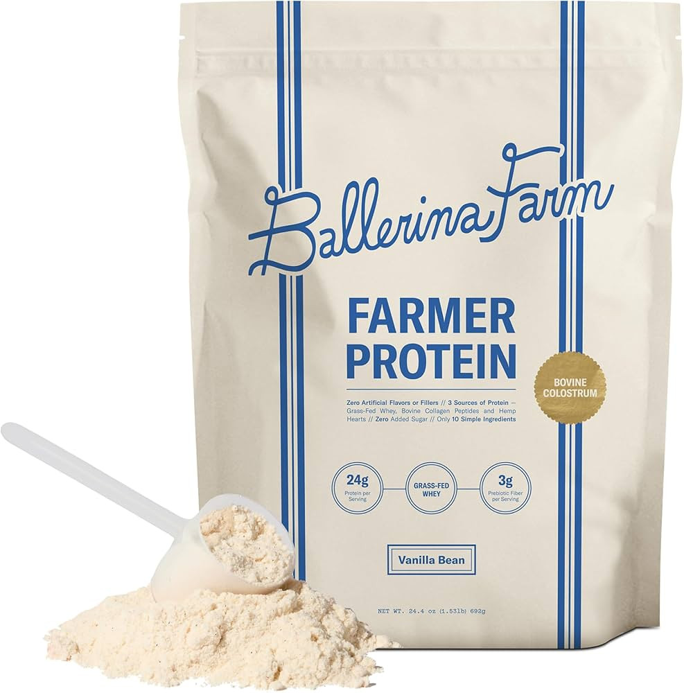 Ballerina Farm Grass Fed Whey Protein Powder, Vanilla Bean, 24g Protein with Collagen Peptides, B... | Amazon (US)