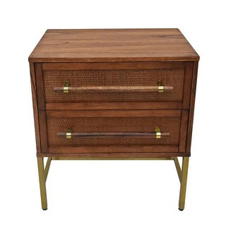222 Fifth Sophia Acacia Wood Nightstand - Black | Bed Bath & Beyond