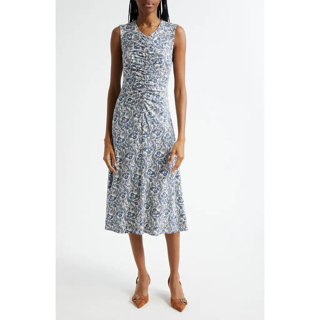 Veronica Beard Gale Floral Paisley Dress in Dove Multi at Nordstrom, Size Large | Nordstrom