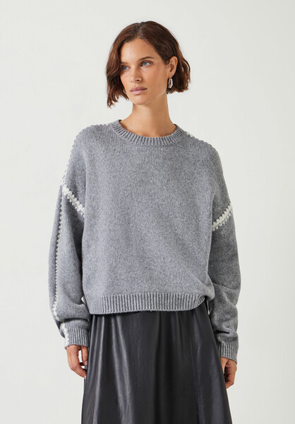 Whitney Wool Blend Stitch Detail Jumper | Hush UK