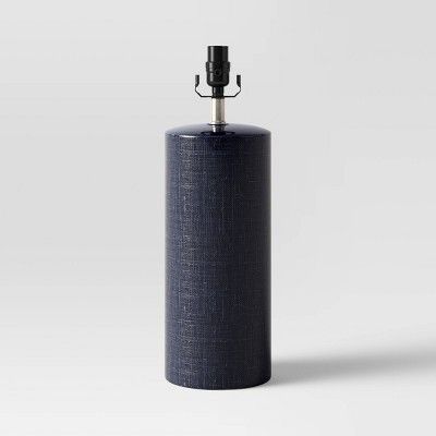Linen Textured Ceramic Large Lamp Base Dark Blue - Threshold™ | Target