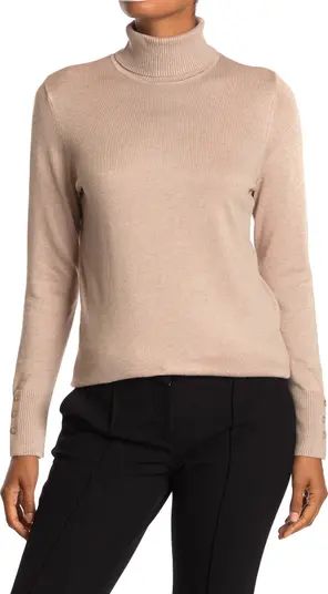 Turtleneck Button Sleeve Pullover Sweater | Nordstrom Rack