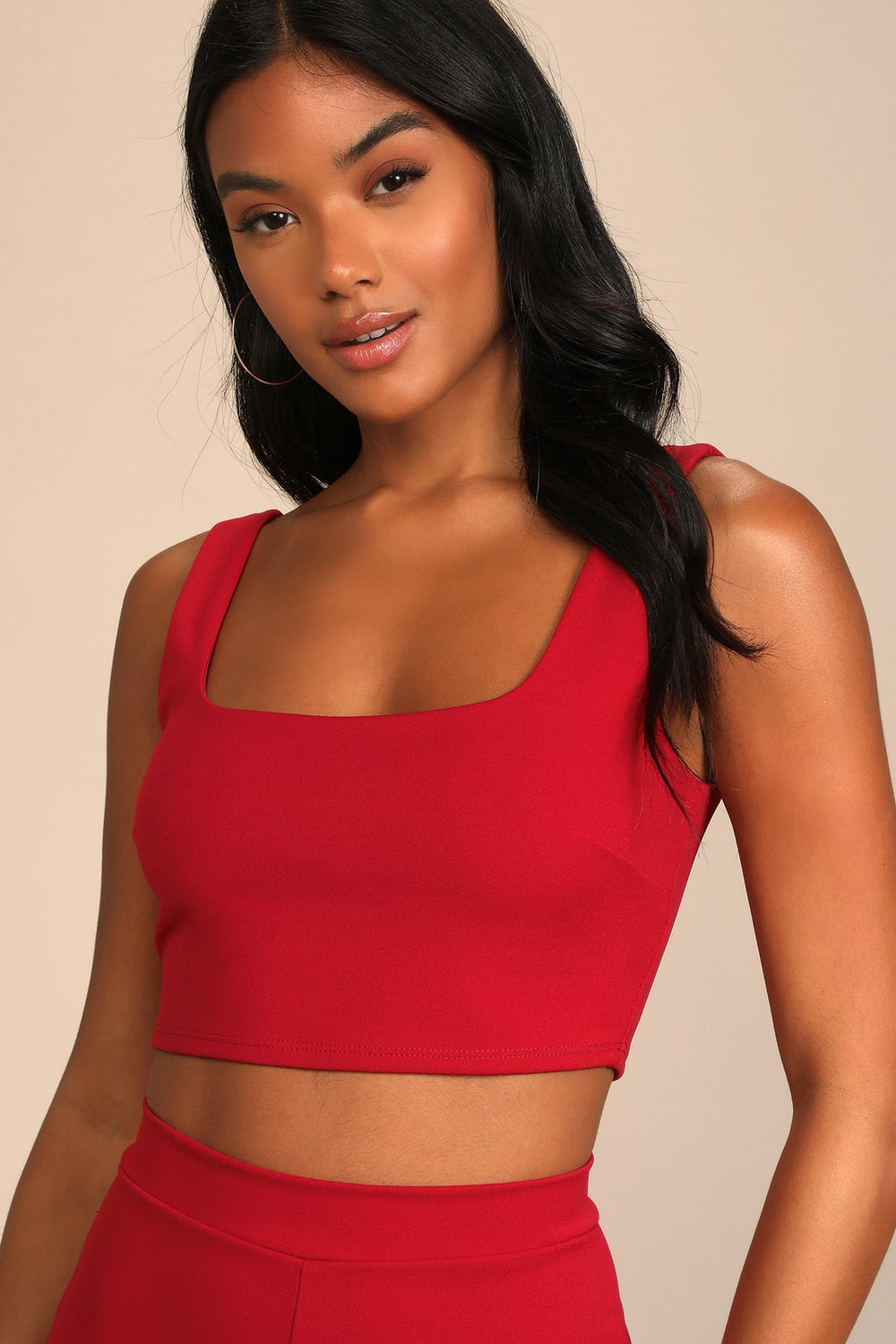 Only Tonight Red Two-Piece Wide-Leg Jumpsuit | Lulus