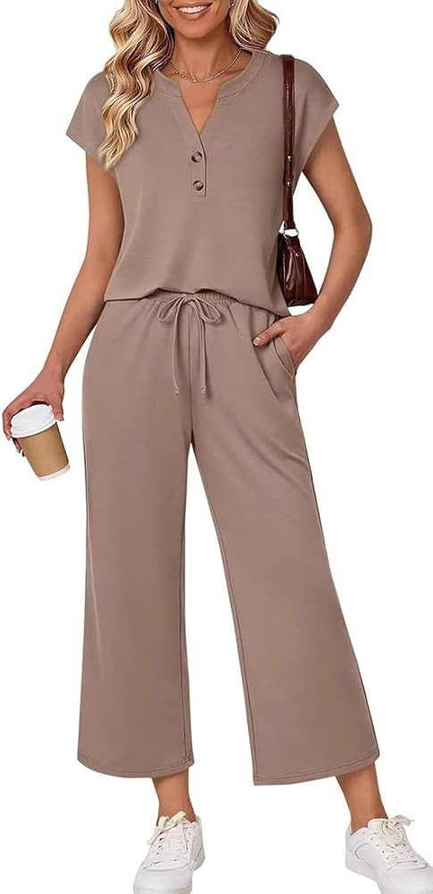 Trainingsanzug Damen Set 2 Teiler Sommer Jogginganzug Damen Zweiteilig Lounge Set Kurzarm Tshirt ... | Amazon (DE)