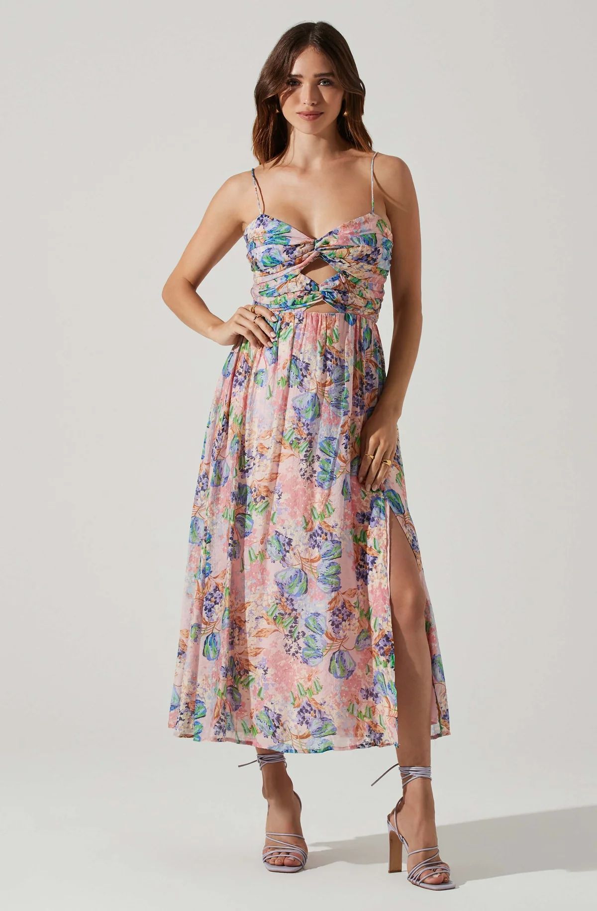 Emine Floral Bust Cutout Midi Dress | ASTR The Label (US)