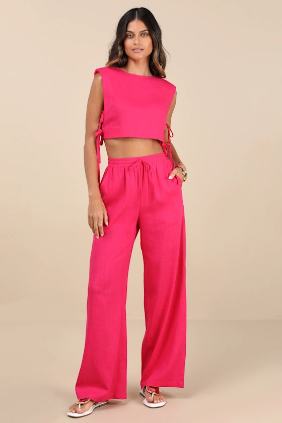 Irida Hot Pink Drawstring Pants | Lulus