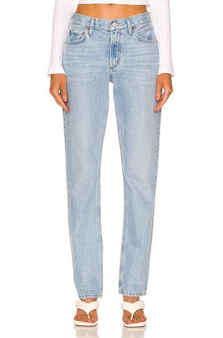 AGOLDE Lyle Low Rise Slim Jeans in Denim-Light | FWRD 