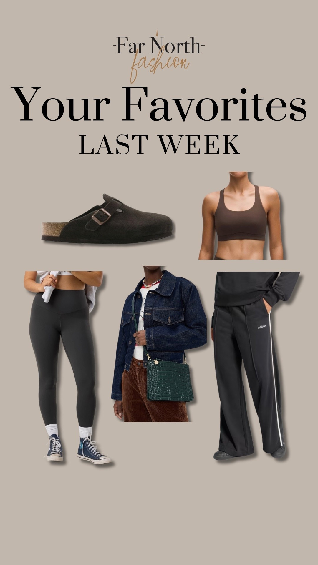 Last week’s best sellers:
1. Adidas pants 
2. Clare V. Bag
3. Aerie leggings
4. Lululemon sports bra
5. Birkenstock Boston clogs 


#LTKOver40 #LTKSeasonal #LTKSaleAlert