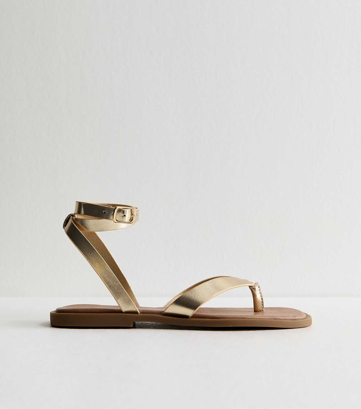 Gold Toe Post Wrap Around Ankle Strap Sandals | New Look | New Look (UK)